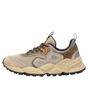 Grey / Beige Flower Mountain KOTETSU Men's Sneakers | SAJPRHXSY