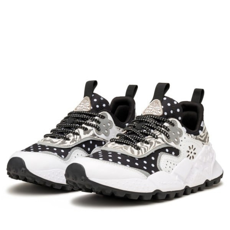 Black / White Flower Mountain KOTETSU Women's Sneakers | SAWLXJMNR