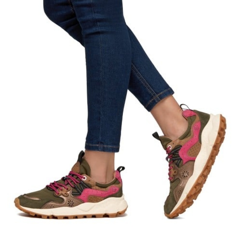 Brown / Pink Flower Mountain YAMANO 3 Women's Sneakers | SAVSPGYXM