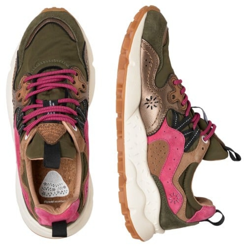 Brown / Pink Flower Mountain YAMANO 3 Women's Sneakers | SAVSPGYXM