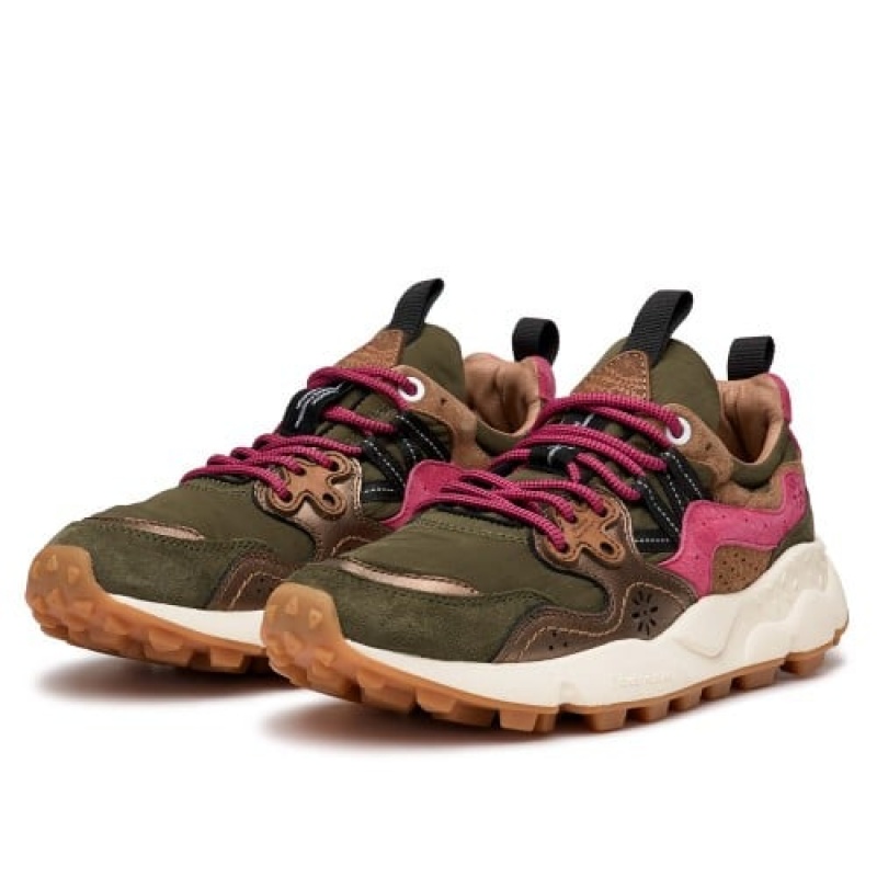 Brown / Pink Flower Mountain YAMANO 3 Women's Sneakers | SAVSPGYXM