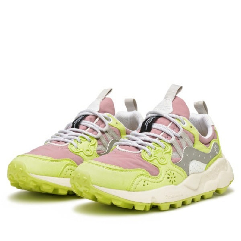 Light Green / Pink Flower Mountain YAMANO 3 Women's Sneakers | SAPQSWOUZ