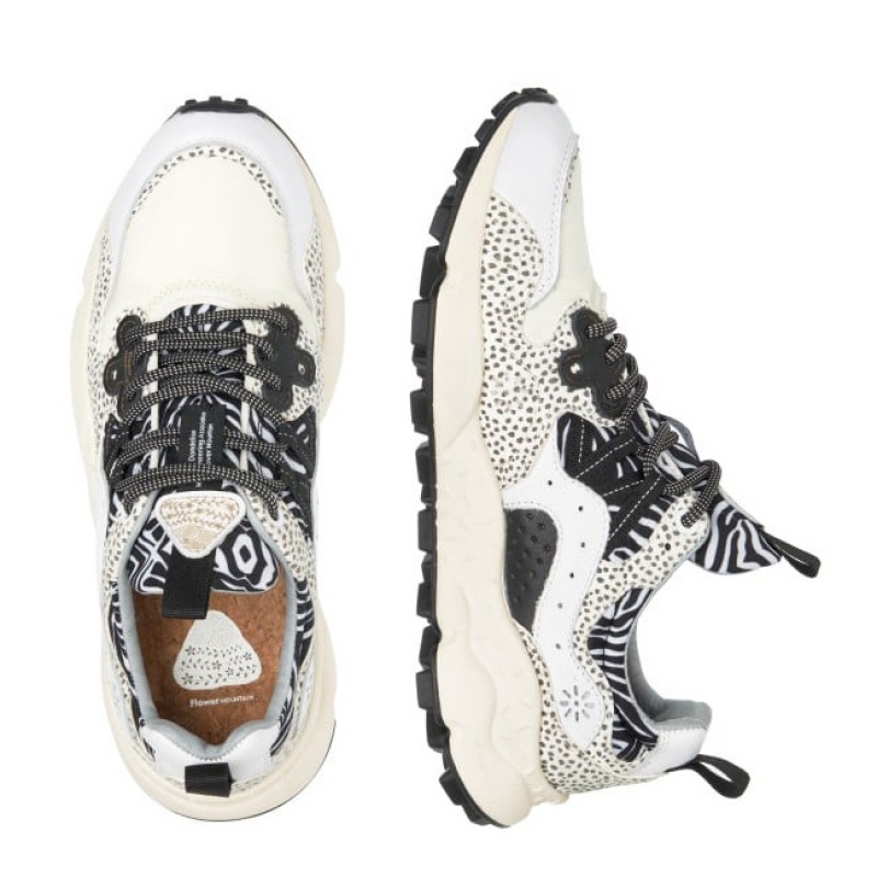 White / Black Flower Mountain YAMANO 3 UNI Men's Sneakers | SASJEHWIR