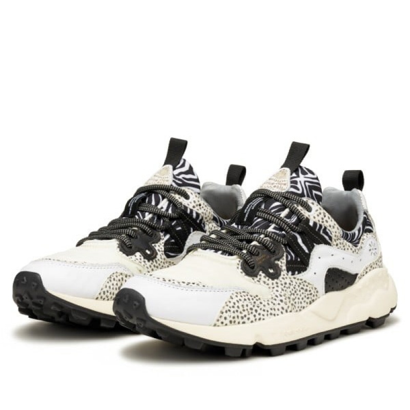 White / Black Flower Mountain YAMANO 3 UNI Women's Sneakers | SAMUZQBLA