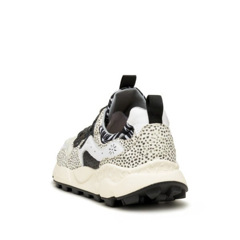 White / Black Flower Mountain YAMANO 3 UNI Women's Sneakers | SAMUZQBLA