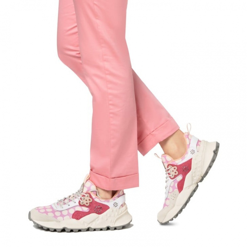 White / Pink Flower Mountain KOTETSU Women's Sneakers | SAPCSFLAO