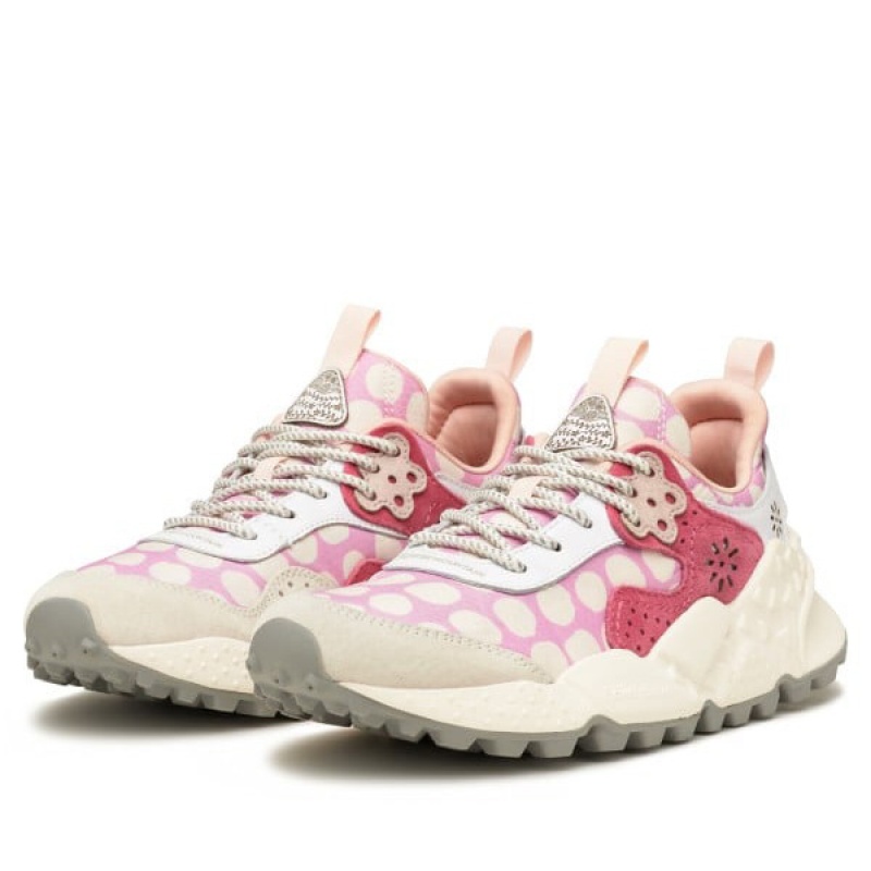 White / Pink Flower Mountain KOTETSU Women's Sneakers | SAPCSFLAO